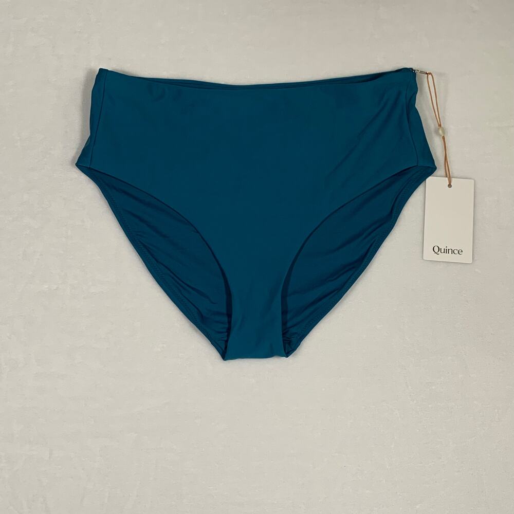 NWT Quince Teal High Waisted Bikini Bottoms Size Medium